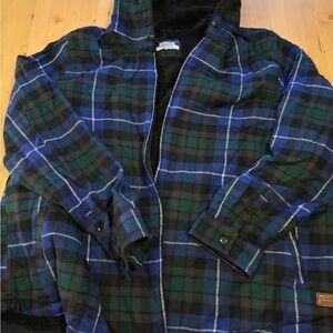 L.L. Bean Men's Plaid Shirt Jacket - Blue and Green